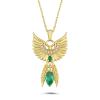 Efsane Yeşil Taşlı Anka Kuşu Kolye