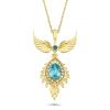 Mavi Damla Taşlı Anka Kuşu Altın Kaplama Kolye 
