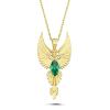 Yeşil Taşlı Zümrüdüanka Kuşu Altın Kaplama Kolye 
