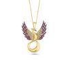 Anka Kuşu Fuşya Taşlı Altın Kaplama Gümüş Kolye 6009
