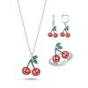 Kiraz Rodyum Kaplama Gümüş Takım 1094