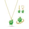 Yeşil Elma Altın Kaplama Gümüş Takım 1059