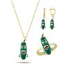 Yeşil Kabak Altın Kaplama Gümüş Takım 1015