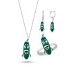 Yeşil Kabak Rodyum Kaplama Gümüş Takım 1016