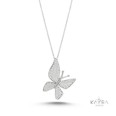  Beyaz Kelebek Gümüş Kolye