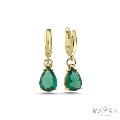 Peridot Damla Taşlı Gümüş Küpe GMKP11
