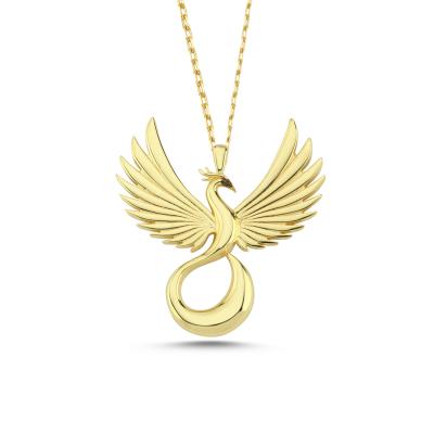  Taşsız Anka Kuşu Altın Kaplama Gümüş Kolye