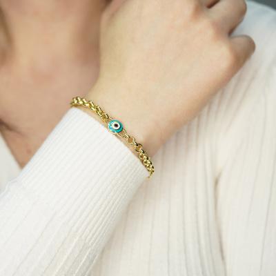 14 Ayar Altın Kaplama Nazar Boncuklu Mineli Bileklik