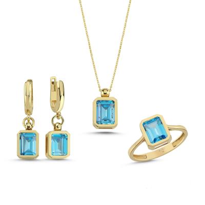 Akuamarin Taşlı Gümüş Takım GMTKM01