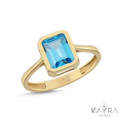 Akuamarin Taşlı Gümüş Yüzük GMYZ01