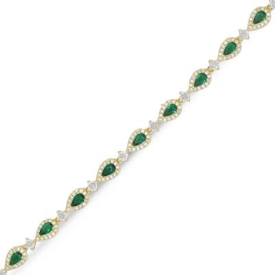 Altın Kaplama Zümrüt Taşlı Damla Motifli Bileklik