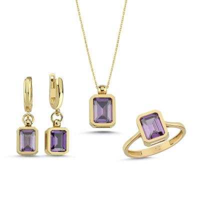 Ametist Taşlı Gümüş Takım GMTKM08