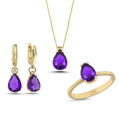 Ametist Taşlı Gümüş Takım GMTKM13