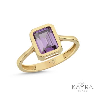 Ametist Taşlı Gümüş Yüzük GMYZ08