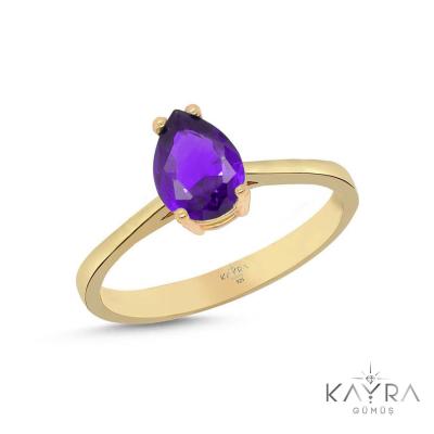 Ametist Taşlı Gümüş Yüzük GMYZ13