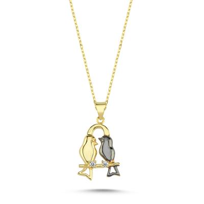 Aşk Kuşları Altın Kaplama Kolye