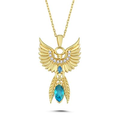 Efsane Mavi Taşlı Anka Kuşu Kolye