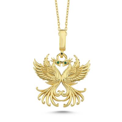 Efsanevi Aşk Anka Kuşu Altın Kaplama Kolye