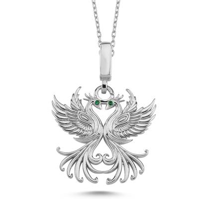 Efsanevi Aşk Anka Kuşu Gümüş Kolye