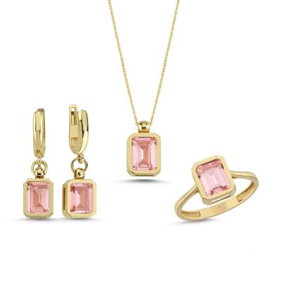 Kunzit Taşlı Gümüş Takım GMTKM03