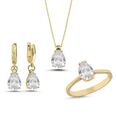 Kuvars Damla Taşlı Gümüş Takım GMTKM20