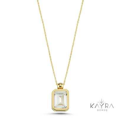 Kuvars Taşlı Gümüş Kolye GM06