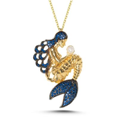 Lacivert Taşlı Deniz Kızı Kolye