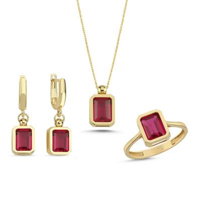 Lal Taşlı Gümüş Takım GMTKM09