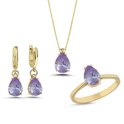 Lila Ametist Taşlı Gümüş Takım GMTKM15