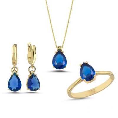 Mavi Topaz Taşlı Gümüş Takım GMTKM18