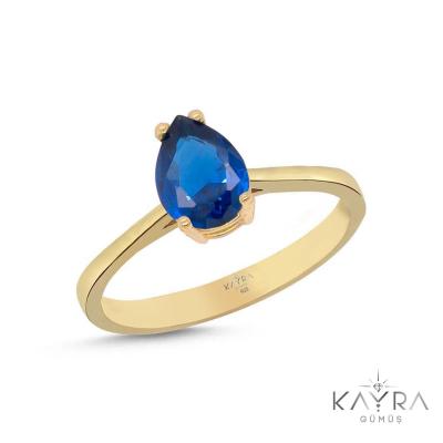 Mavi Topaz Taşlı Gümüş Yüzük GMYZ18