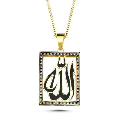 Mineli Allah Yazılı Siyah Kolye