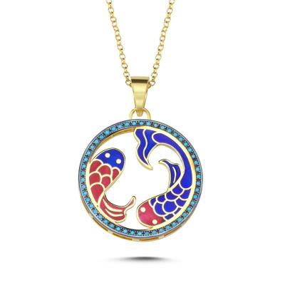 Mineli Balık Burcu Altın Kaplama Kolye