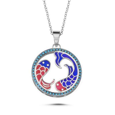 Mineli Balık Burcu Gümüş Kolye