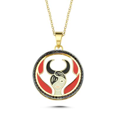 Mineli Boğa Burcu Altın Kaplama Kolye