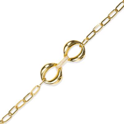 Oval Bağlantılı Taşlı Altın Kaplama Gümüş Bileklik