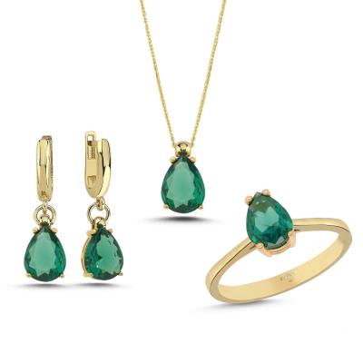 Peridot Damla Taşlı Gümüş Takım GMTKM11