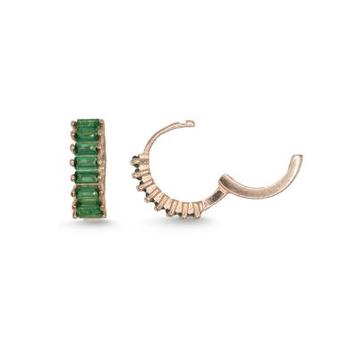 Peridot Taşlı Baget Roz Gümüş Küpe GMKP24