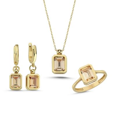 Sitrin Taşlı Gümüş Takım GMTKM05