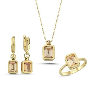 Sitrin Taşlı Gümüş Takım GMTKM14