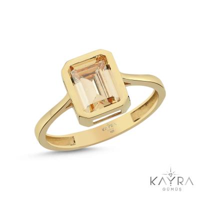 Sitrin Taşlı Gümüş Yüzük GMYZ05