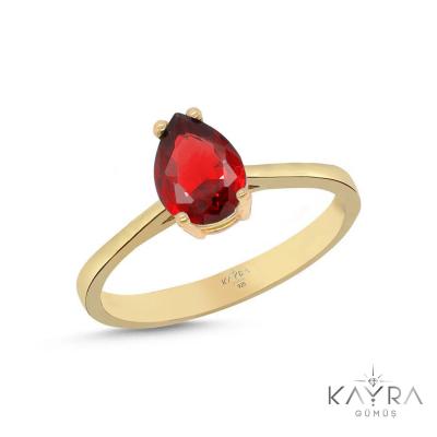 Turuncu Taşlı Gümüş Yüzük GMYZ17