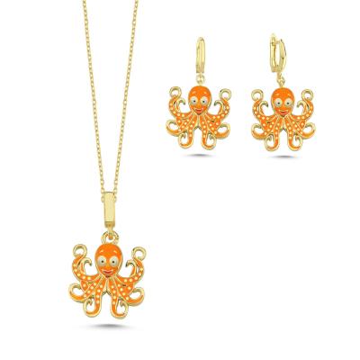 Ahtapot Altın Kaplama Gümüş Takım 1147