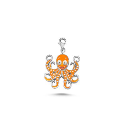 Ahtapot Rodyum Kaplama Gümüş Charm CH838