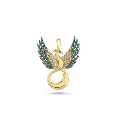 Anka Kuşu Altın Kaplama Gümüş Kolye Ucu 41