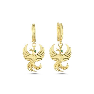 Anka Kuşu Altın Kaplama Küpe SZ3003