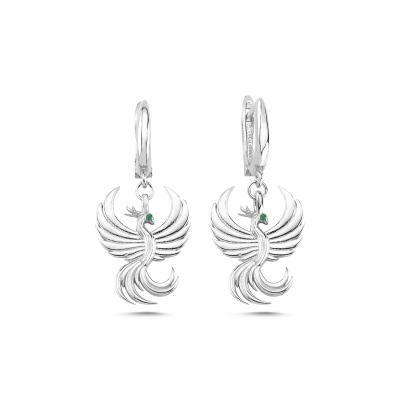 Anka Kuşu Beyaz Altın Kaplama Küpe SZ3004