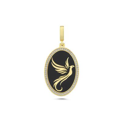 Anka Kuşu Mineli Altın Kaplama Kolye Ucu CN59