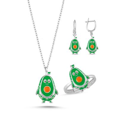 Avakado Rodyum Kaplama Gümüş Takım 1100