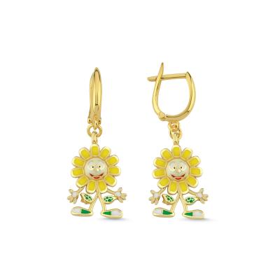 Ayçiçeği Altın Kaplama Gümüş Küpe 107